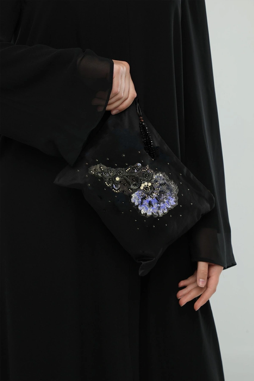Elysianfidan Portföy Clutch Özel Tasarım El İşlemeli Payetli Saten Siyah Çantası Siyah Payet Elysianfidan Portföy Clutch Özel Tasarım El İşlemeli Payetli Saten Siyah Çantası Siyah Payet