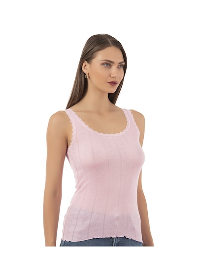 Özkan Underwear Özkan 23493 Kadın Transferli Ribana Esnek Yumuşak Kalın Askılı Atlet Pembe