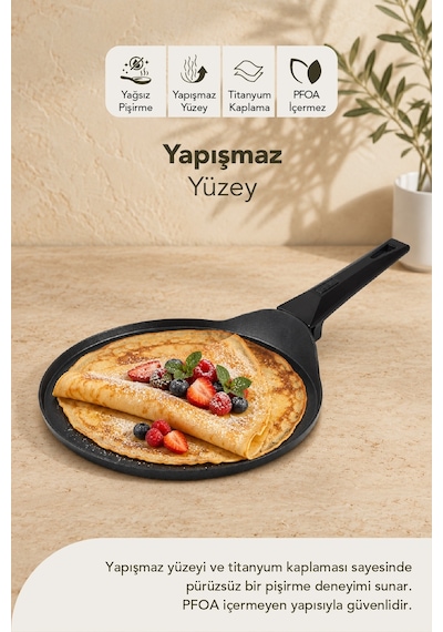 Gigilli Cristel Krep Tava 26 Cm Siyah