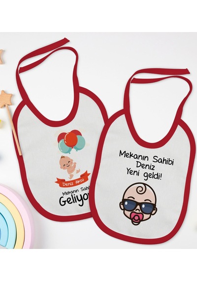 BK Kids Kişiye Özel Mekanın Sahibi Tasarımlı 2’li Kırmızı Mama Ön Kırmızı