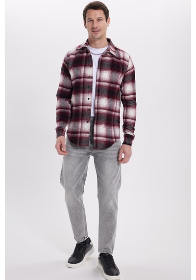 Tudors Erkek Slim Fit Dar Kesim Kareli Kışlık Oduncu Gömlek-42096 Çok Renkli