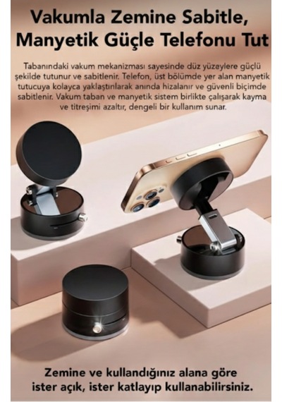 Premium Kilitlenebilir Vantuzlu-telefon Tutacagı Siyah