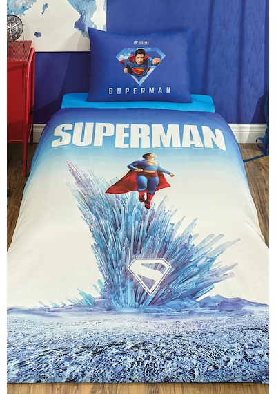 Özdilek Superman Genesis Tek Kişilik Lisanslı Lastikli Çarşaf Çocuk Nevresim Takımı Mavi