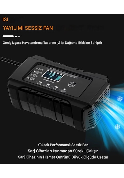 Rj-c1 12v 6a Akıllı Araba Motosiklet Lcd Ekran Araç Akü Onarım Hızlı Şarj Cihazı Islak Kuru Jel