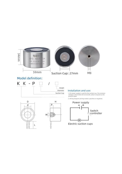 P25-20 24v Dc Elektromıknatıs-8 Kg Tutma Gücü