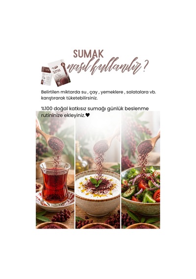 Sumak 100 Gr Öğütülmüş Sumak Baharatı, Ekşi Aromalı, Salata, Kebap Ve Yemekler İçin