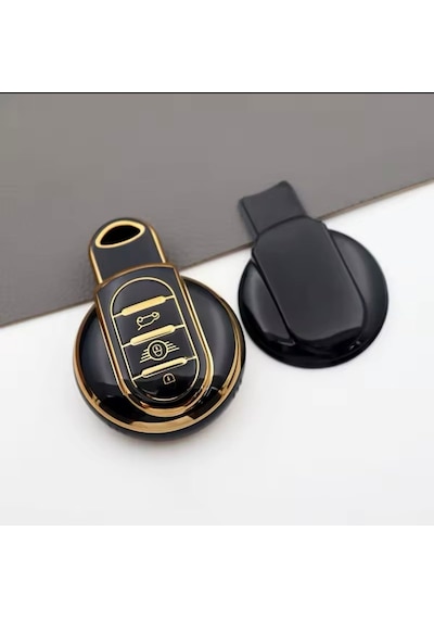 Mini Cooper F57 Siyah-gold Anahtar Kılıfı
