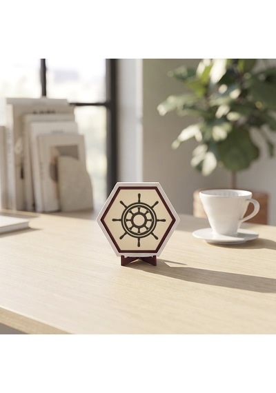 Gemi Dümeni Motifli Masaüstü Dekoru Kitaplık Ve Çalışma Masaları İçin Şık, Modern Ve Estetik Bir Seçenek 10x10 Cm, Pudra