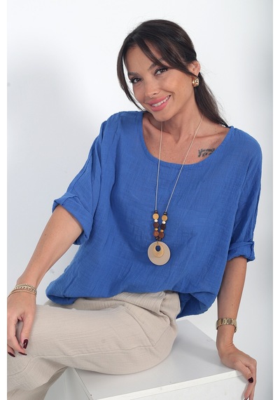 By Saygı Kadın İtalyan Coton Oversize Bluz Saks