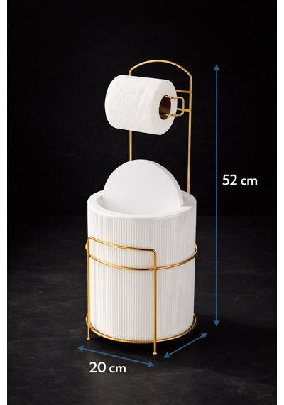 Lüx Gold Banyo Wc Tuvalet Kağıtlığı Çöp Kovası Takım Plastik Kova 6 Litre Paslanmaz Tel Beyaz