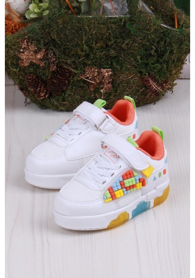 Fort Cool Legos Rahat Hafif Sneaker Işıklı Erkek Çocuk Ayakkabı beyaz