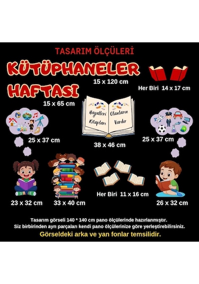 Kütüphaneler Haftası Okul Panosu Seti 02 Kitap Sevgisi Temalı Figürlü Sınıf Süsü Hazır Kesim 7