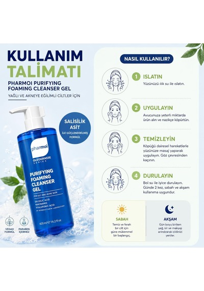 Salicylic Acid Foaming Cleanser Gel 400 Ml - Yağlı Ve Sivilceli Cilt Yüz Temizleme Jeli