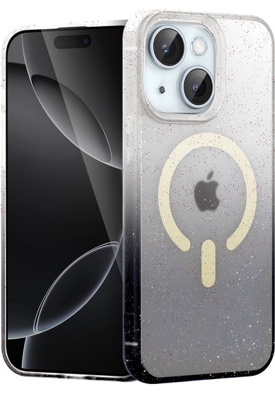 Newface Apple Uyumlu iPhone 14 Pummel Shiny Magsafe Kapak - Siyah Siyah