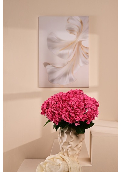 Fuşya Yapay Ortanca Çiçeği 5 Dallı Premium Canlı Islak Dokulu 42 Cm