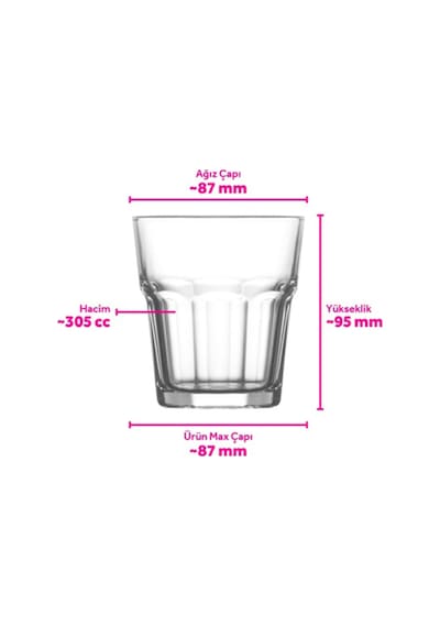 Lav Aras Cam Viski Bardağı 6'lı 305 ml (Meşrubat/Kokteyl Bardağı )