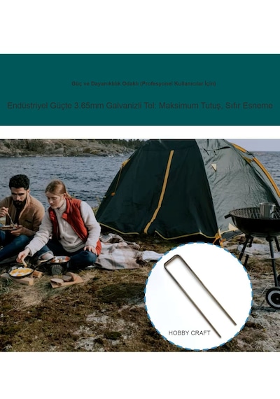 Crea.eco U-tipi Çadır Kazığı , Bahçe Örtüsü Sabitleme Kazığı 15 Cm 20 Ad 4 Mm Kalın Galvanizli Paslanmaz Tel Açık Gri