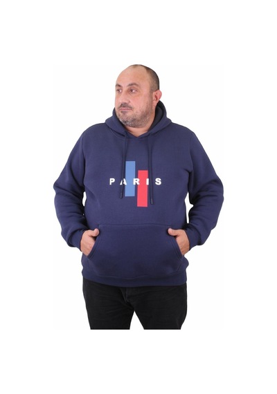 Moc Grande Mocgrande Erkek Büyük Beden Kapuşonlu Sweat Paris 23209 Indıgo İndigo