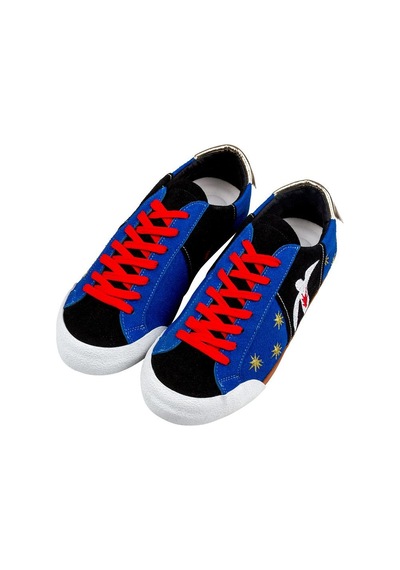 Kadın Vegan Deri Mavi Sneakers - Matisse Tasarım Çok Renkli