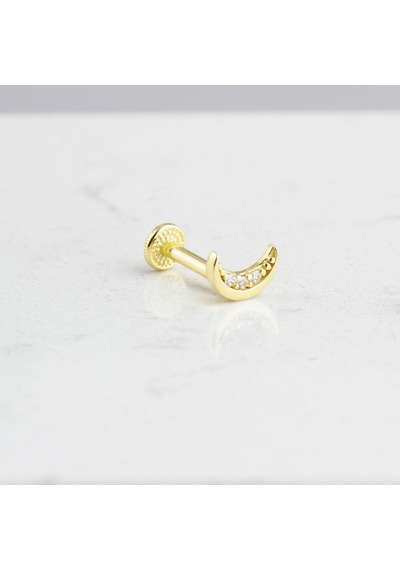 Glorria Altın Ay Tragus Piercing Çok Renkli