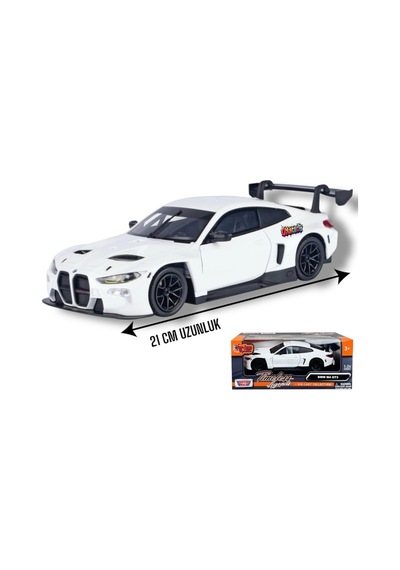 Bmw M4 Gt3 Lisanslı Diecast Metal Model Araba 1:24 Ölçek 21 Cm Uzunluk Beyaz Beyaz