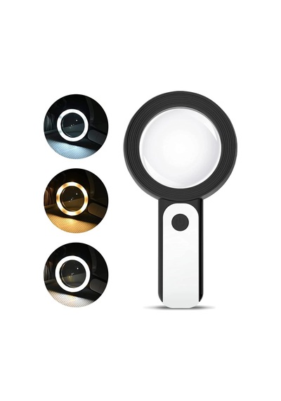30x 12ışıklı Büyüteç Taşınabilir Çıft Katmanlı Optik Cam Okuma Büyüteç 229018 0c5ab