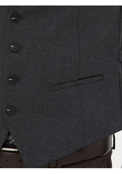 Cacharel Antrasit Slim Fit Yün Karışımlı Klasik Yelek Gri