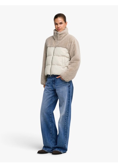 Only Onlwanja Fur Puffer Mıx Jacket Noos Otw Kadın Bej Mont - 15292945