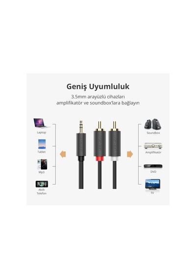 3.5mm Aux Rca Ses Kablosu, 1.5 Metre Belirtilmemiş