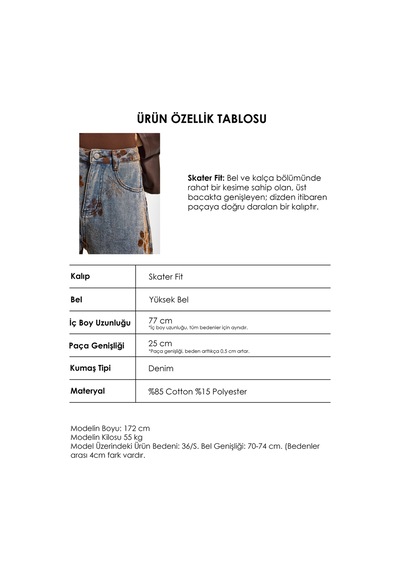Itsbasic Kadın T.kot Rengi S5-8 Özel Flok Desenli Skater Fit Tasarım Denim Jean Kırmızı