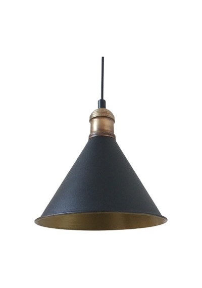 Dylight Retro Metal Siyah İçi Gold Dekoratif Tekli Rustik Sarkıt Avize Çap:17 Cm Beyaz