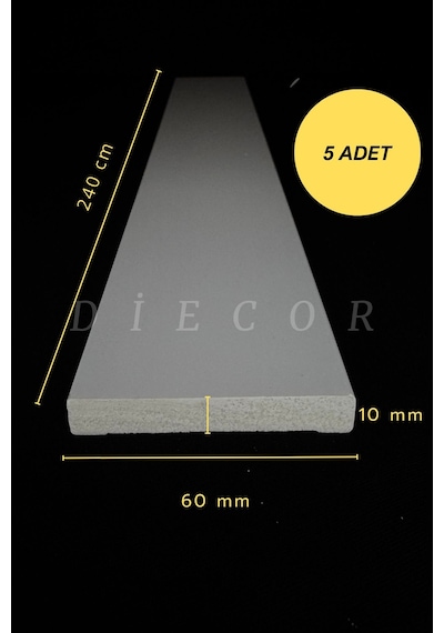 Diecor Dekoratif Boyanabilir 5 Adet 6 Cm Polistren Duvar Çıtası Beyaz 6 Cm Model:xa190