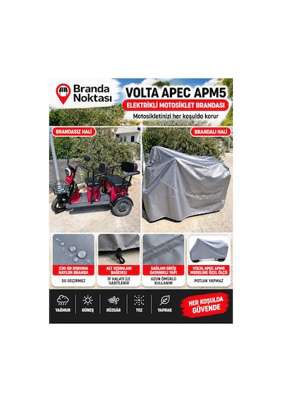 Volta Apec Apm5 Elektrikli Motosiklet Brandası - Su Geçirmez Dokuma Branda