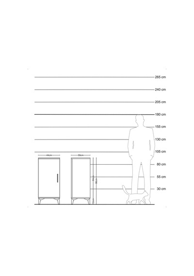 Kronos Komodin 2 Raflı Tek Kapaklı 44x59x96 Çam-antrasit Atlas Çam