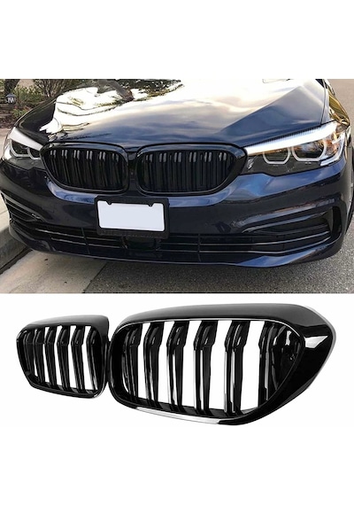 Bmw G30 Çift Şeritli Ön Panjur Izgara 2018-2020 Arası Parlak Siyah