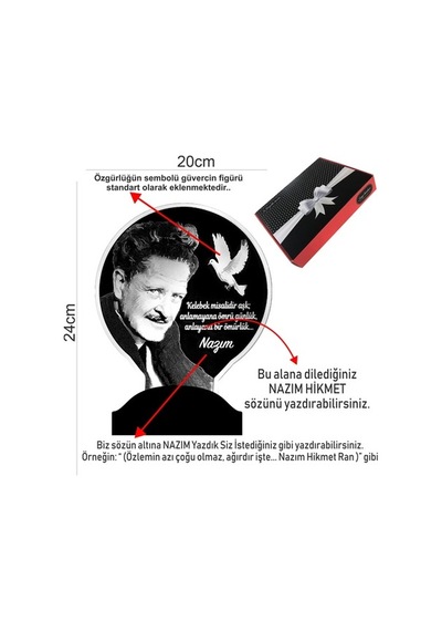 Kişiye Özel Nazım Hikmet Sözleri Yazılı Led Lamba