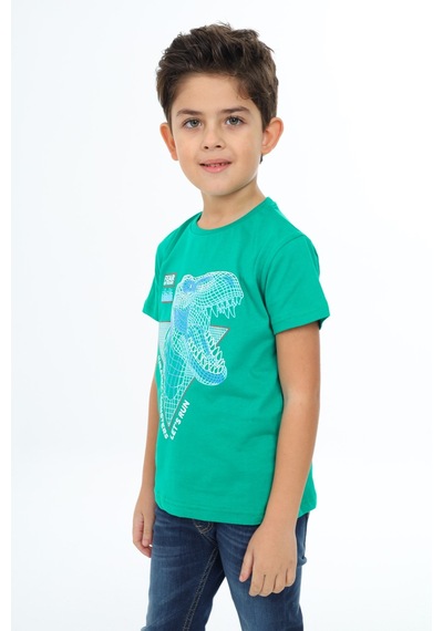 Toontoy Kids Toontoy Erkek Çocuk Baskılı Tişört Koyu Yeşil