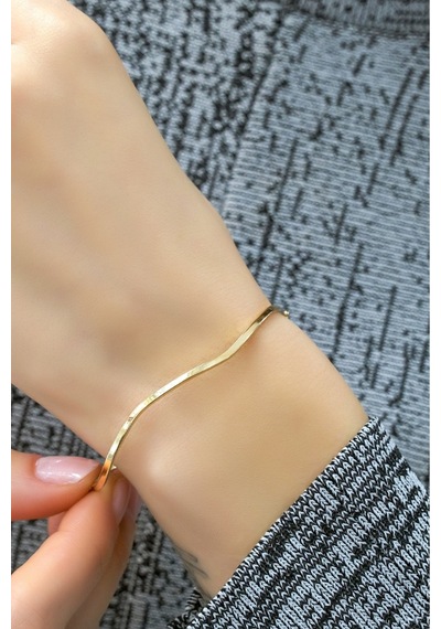 Zigzag Ray Kelepçe 14 Ayar Sarı
