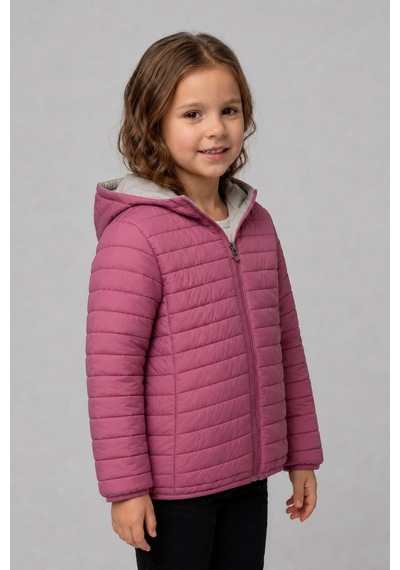 Mnk Baby & Kids Kız Çocuk Kapüşonlu İçi Polarlı Fermuarlı Şişme Mont M00859 Gülkurusu