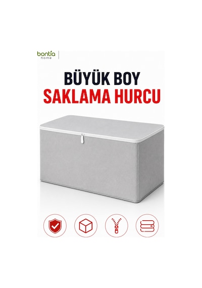 Büyük Boy Saklama Hurcu 100x50x50 Cm Fermuarlı Hurç Yorgan Battaniye Kıyafet Düzenleyici Dolap İçi Ve Baza Altı Saklama Kutusu Krem