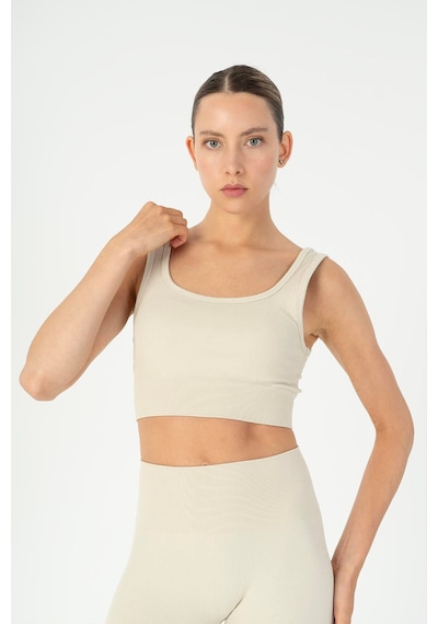 Maraton Slimfit Kadın Düz Yaka Bej- Bra Bej-