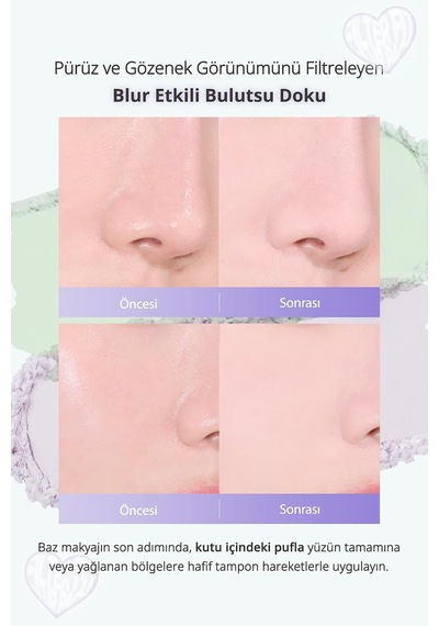 Blur Etkili Ton Eşitleyici Yeşil Kompakt Pudra Filter Fit Blur Pact 01 Blur Mint Diğer