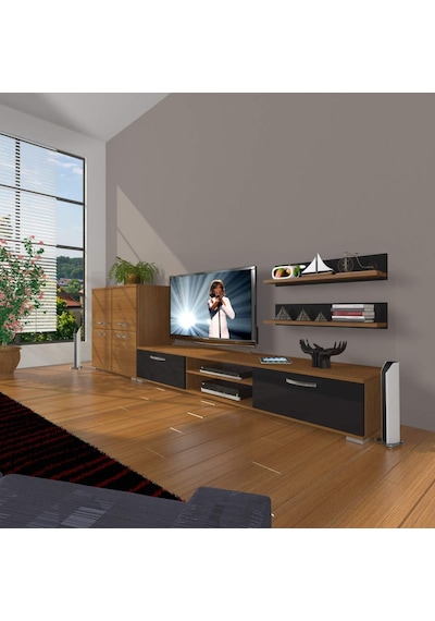 Decoraktiv Eko On Mdf Dvd Tv Ünitesi Tv Sehpası Ceviz - Siyah