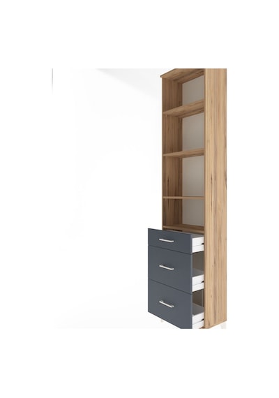 Arges Dolap 4 Raflı 3 Çekmeceli 60x30x243 Çam-antrasit Atlas Çam