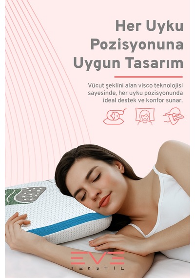 Air File Kumaşlı Visco Dream Hava Alabilen Ortopedik Yastık Beyaz