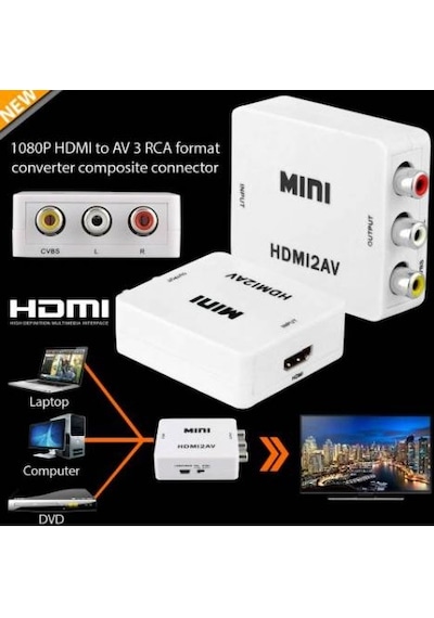 Hdmi To Rca Tos Av Scart Çevirici Gerçek 1080P Hdmı Çıkıştan Tvye