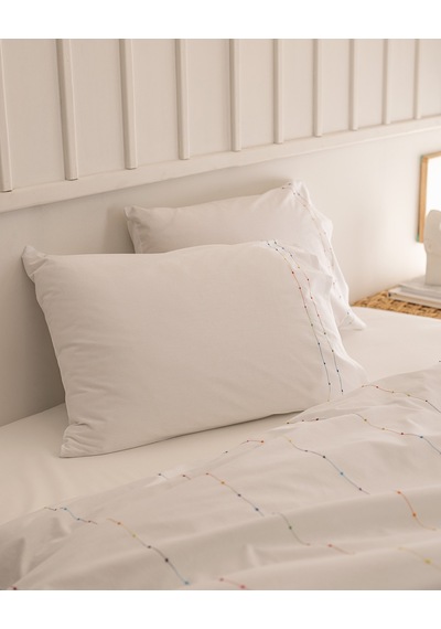 Madame Coco Estampe Family Size %100 Pamuk Ranforce Nakışlı Nevresim Takımı - Beyaz 8684427205327 Beyaz