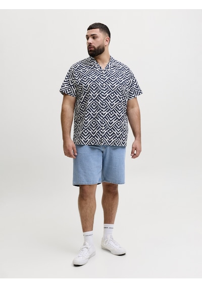 Jack & Jones Büyük Beden Resort Yaka Kisa Kollu Gömlek - Milo - 12290786 Sky Captain