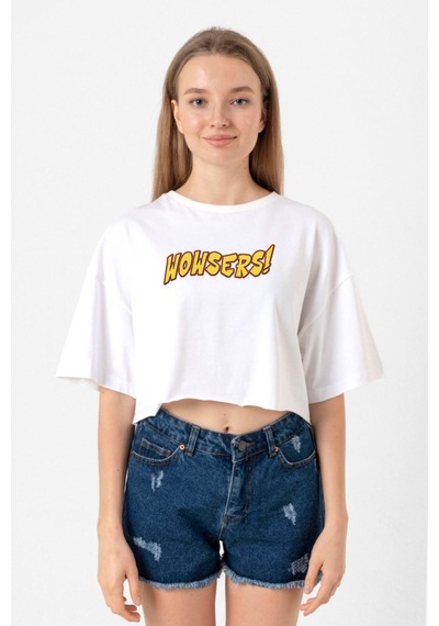 Inspector Gadget Wowsers Beyaz Kadın Crop Tshirt Beyaz