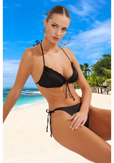 Ersefa Tasarım Bikini Takımı Uv Korumalı Su Sporları İçin Yüksek Konfor Siyah